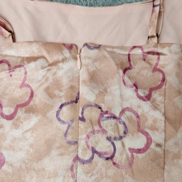 Wild Fable Slip Dress Womens S Floral Pink Short Sleeveless Square Neck Straps - Picture 7 of 16